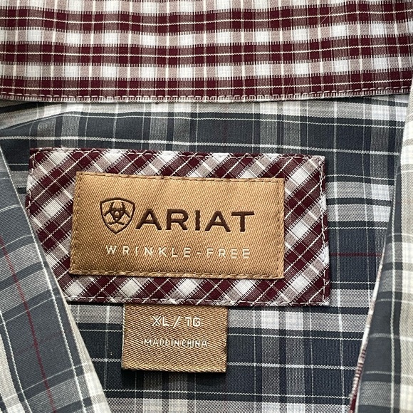 Ariat Wrinkle Free Check Shirt Men's XL Long Sleeve Blue White Button Down Work - Picture 3 of 9